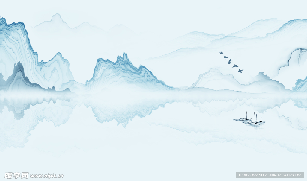 新中式水墨山水画