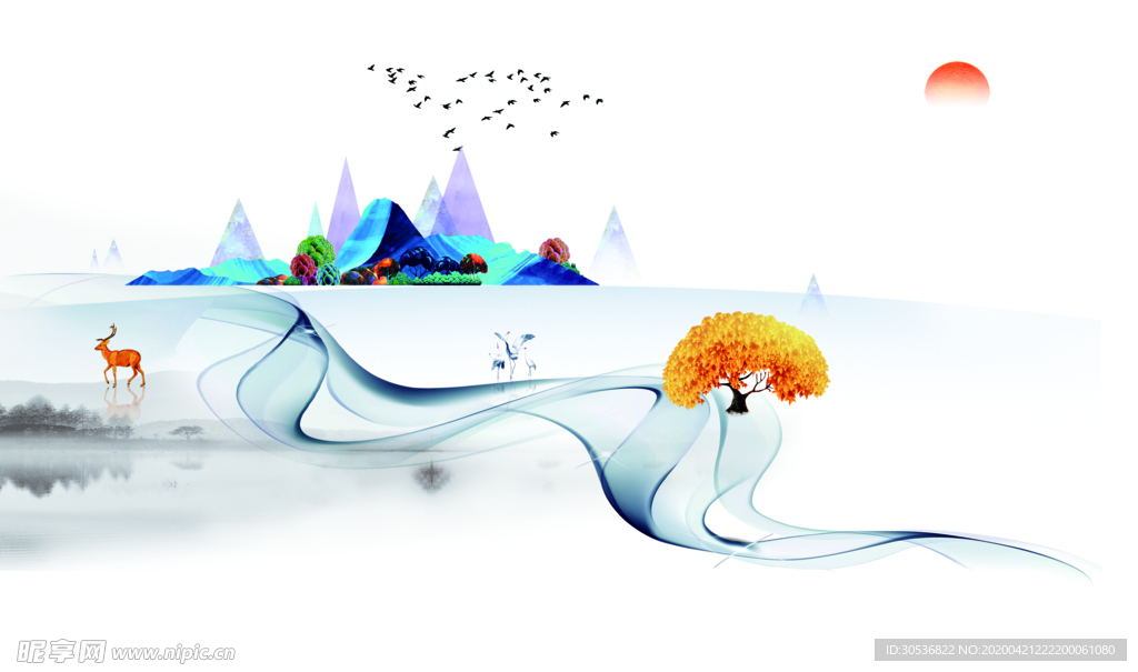 新中式水墨山水画