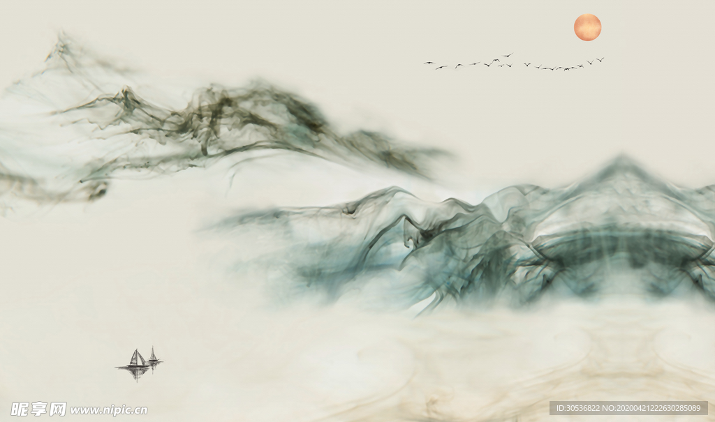 新中式水墨山水画