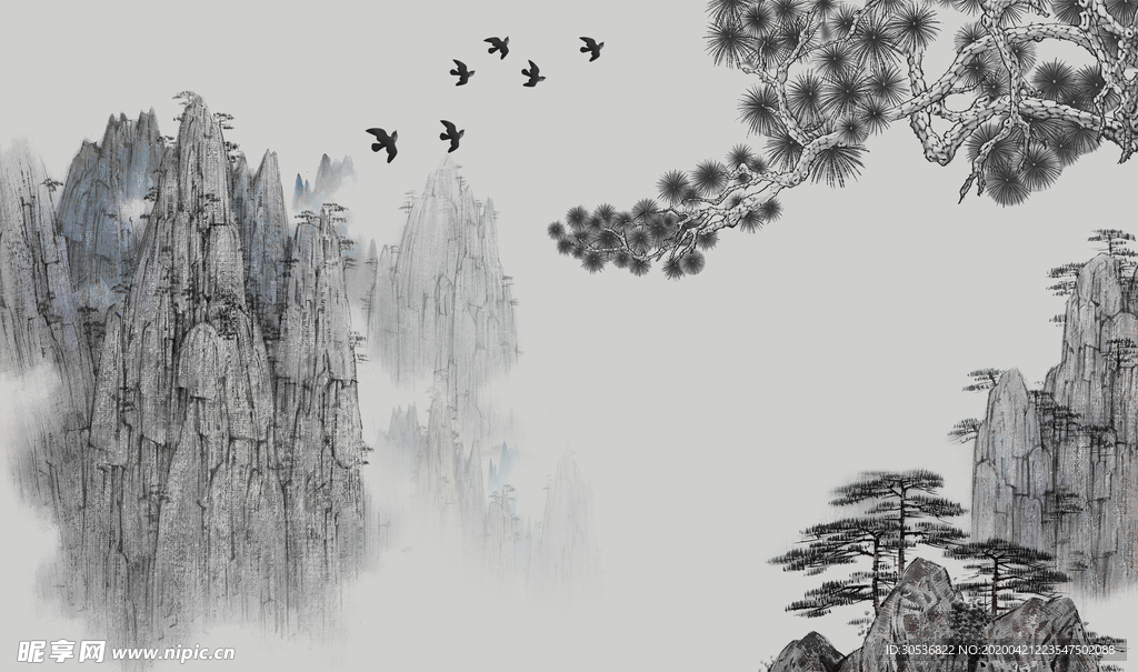 新中式水墨山水画