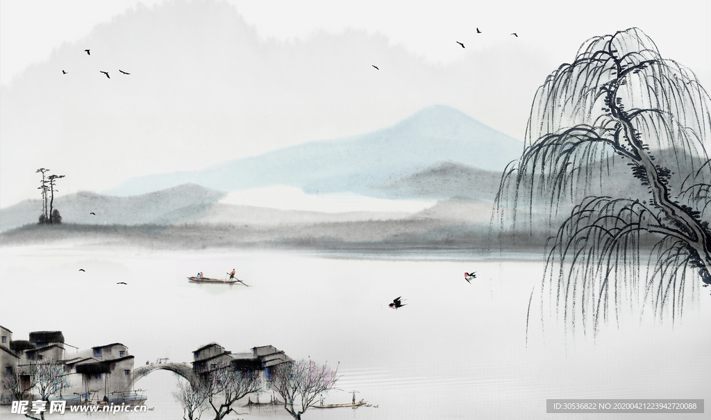 新中式水墨山水画