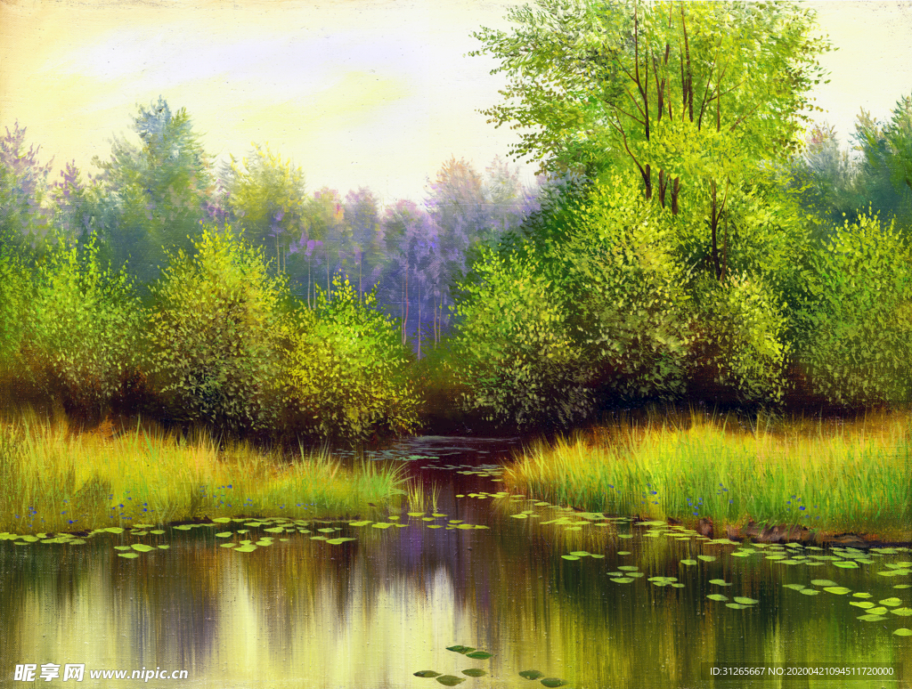 高清乡村风景油画喷绘素材