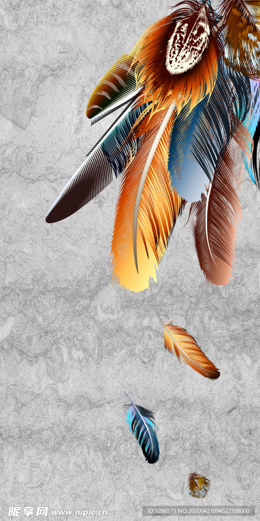新中式现代羽毛装饰画