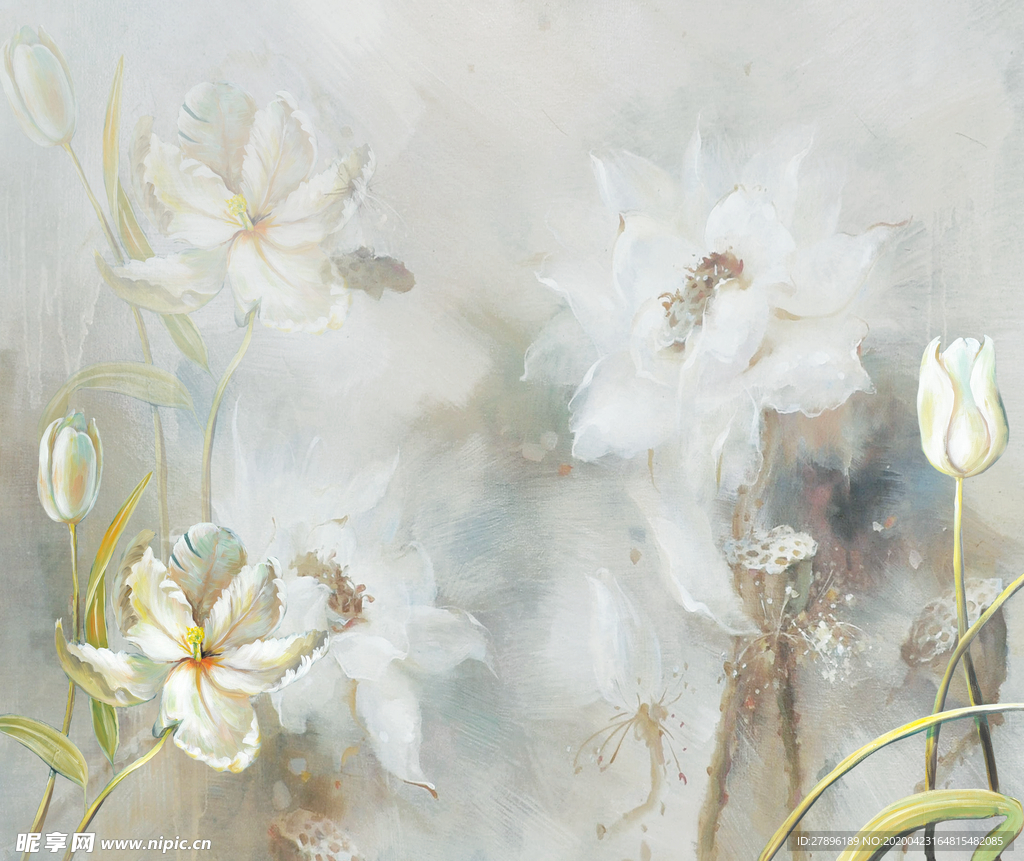 淡雅荷韵背景墙