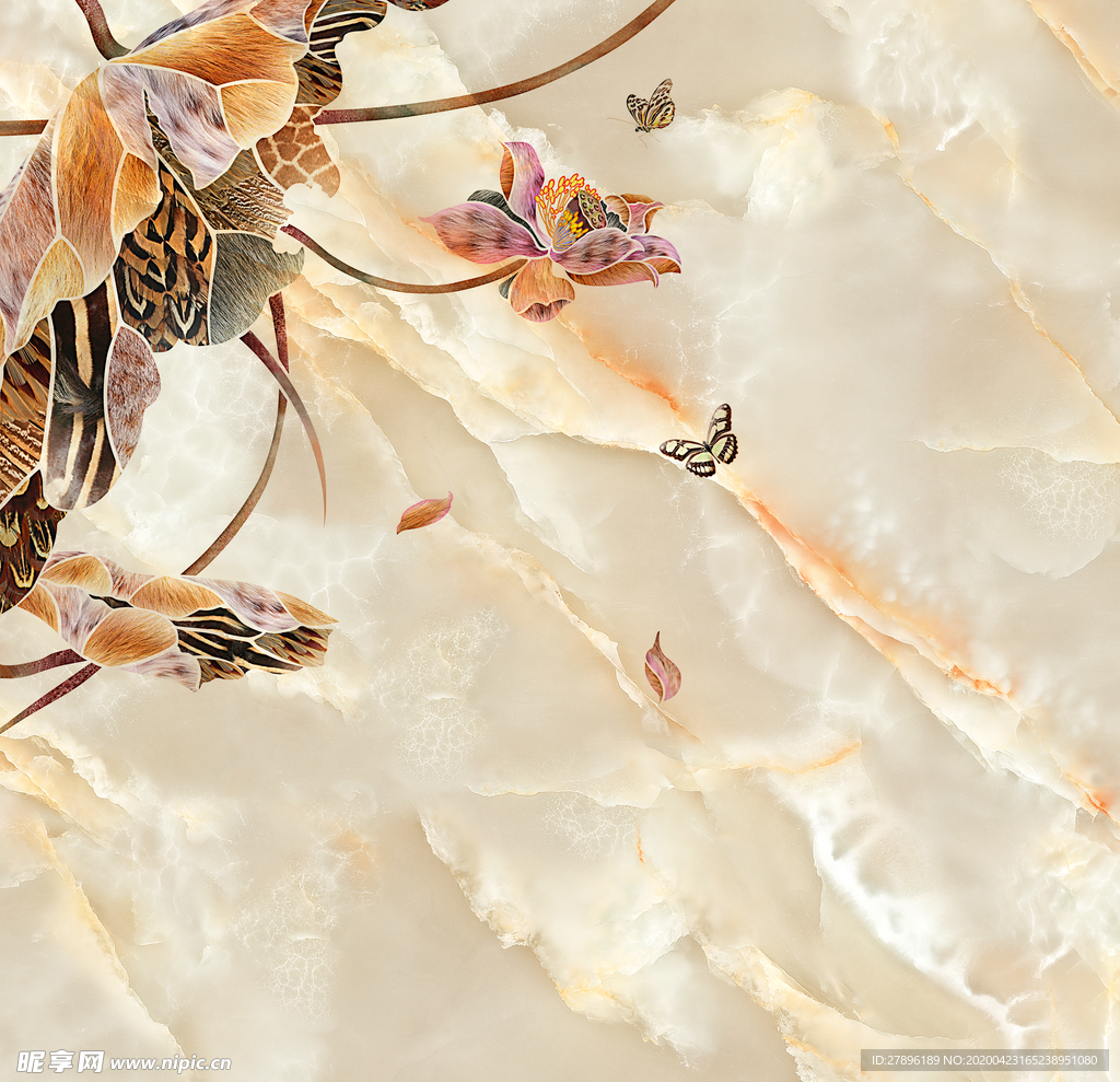 荷韵大理石背景墙