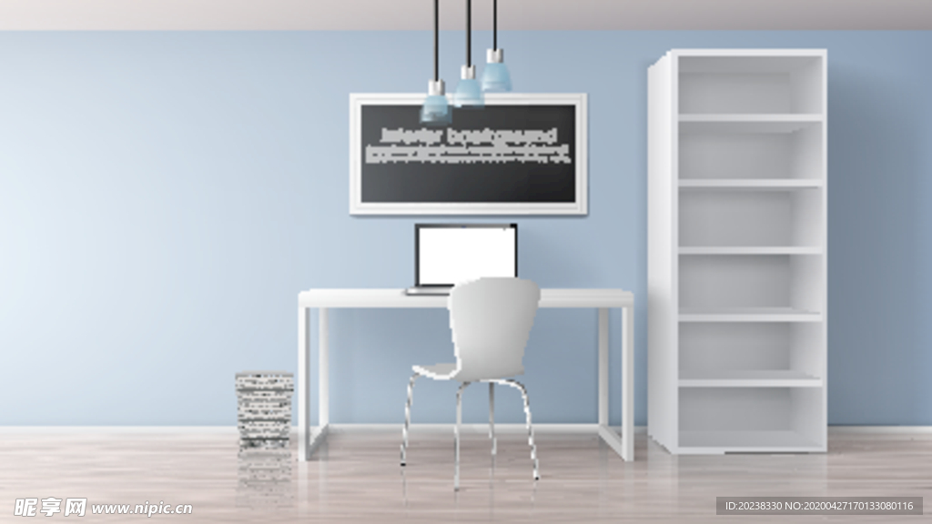 室內电脑桌子黑板柜子