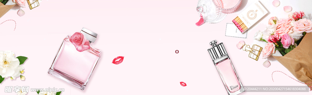 香水粉色banner电商素材