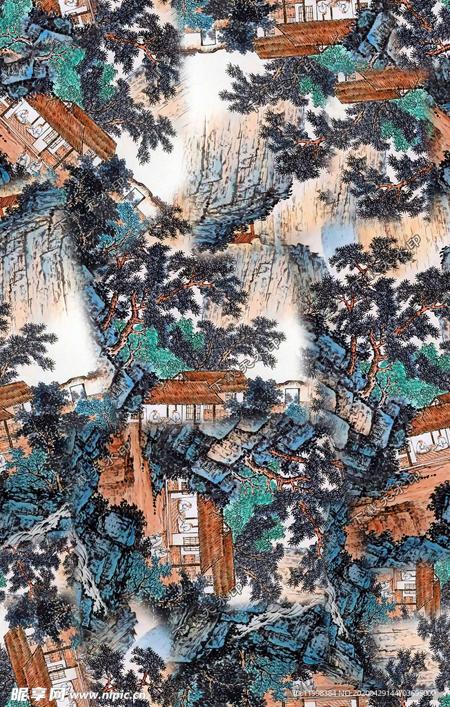 水墨山水印花