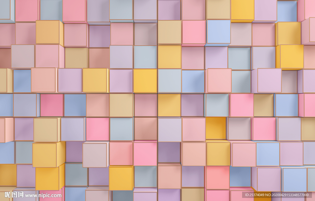 不分层立体彩色凹凸几何方格墙纸