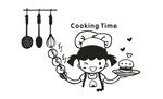 小女孩烹饪卡通图片