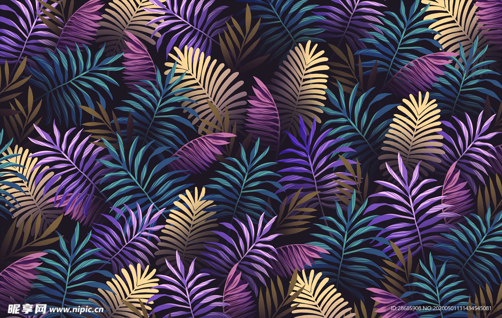 线条矢量手绘花草植物