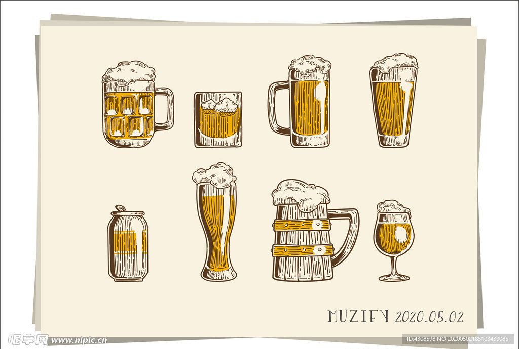 8款入啤酒手绘稿