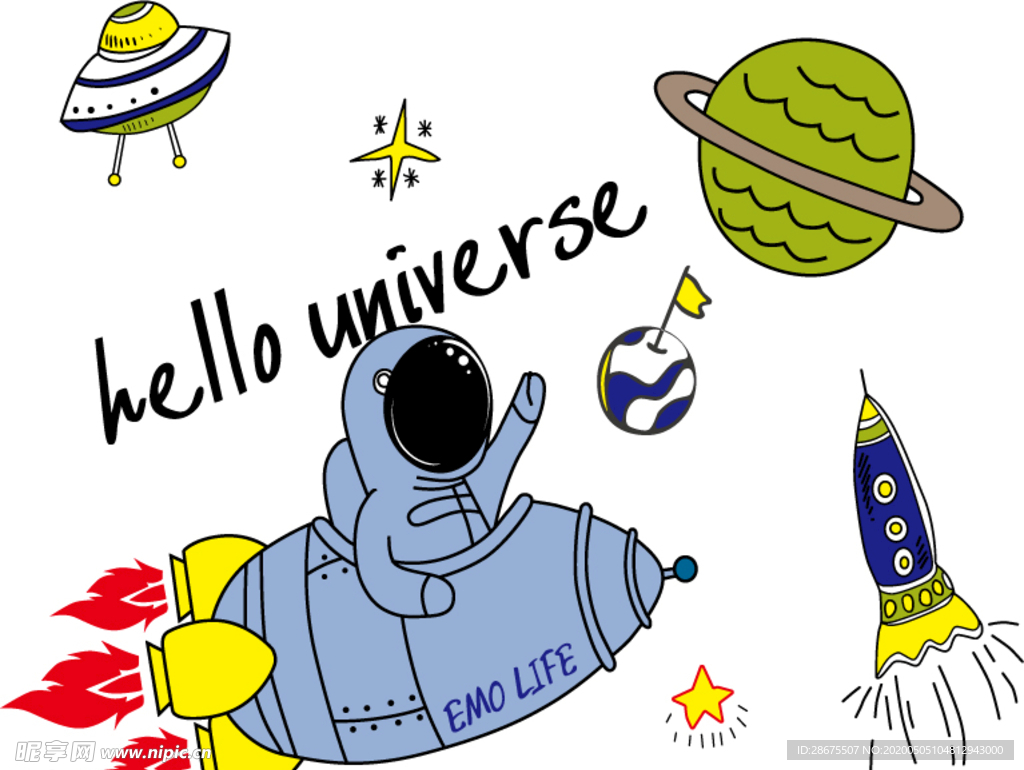hello 卡通宇航员