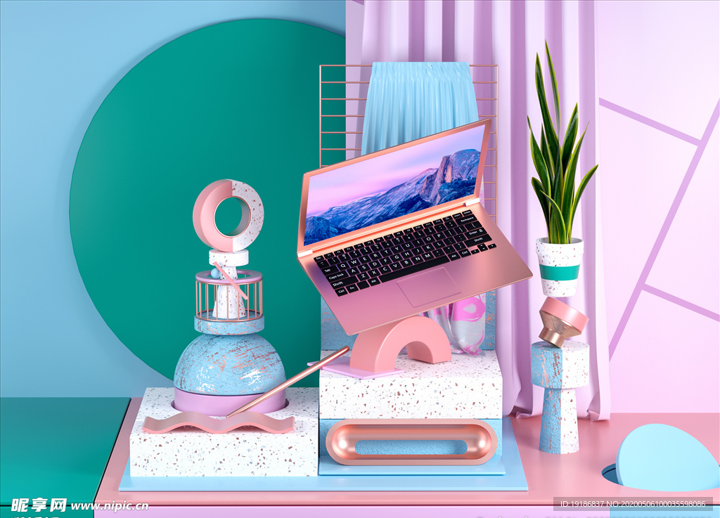 孟菲斯风格C4D作品图