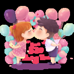 520情人节手绘卡通情侣告白亲