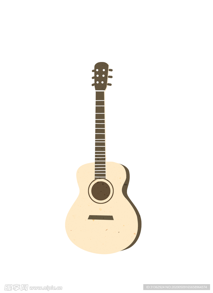卡通手绘吉他乐器元素