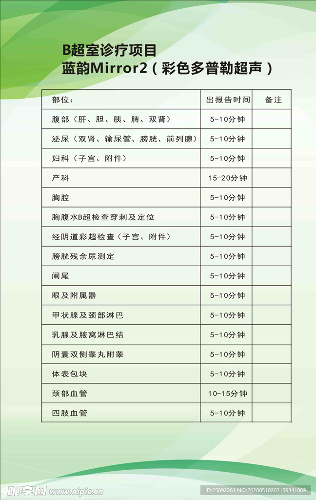 B超室诊疗项目 蓝韵Mirro