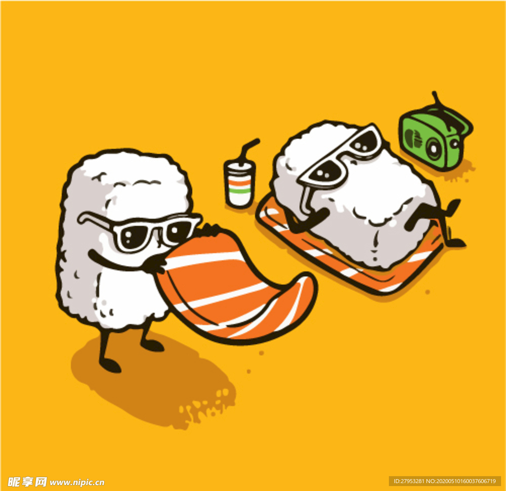 日本寿司可爱饭团三文鱼动漫人物