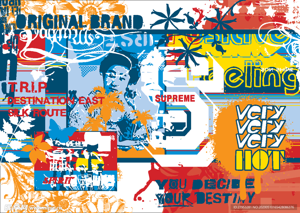 日本风情彩色人物夏日涂鸦素材