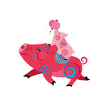 动漫卡通猪彩色灯笼矢量素材