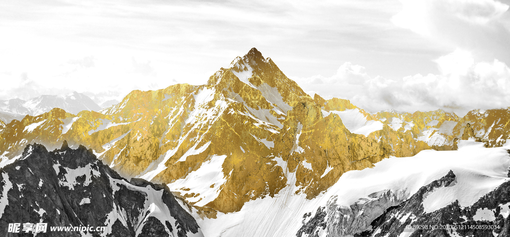 新中式金色山水金箔装饰画