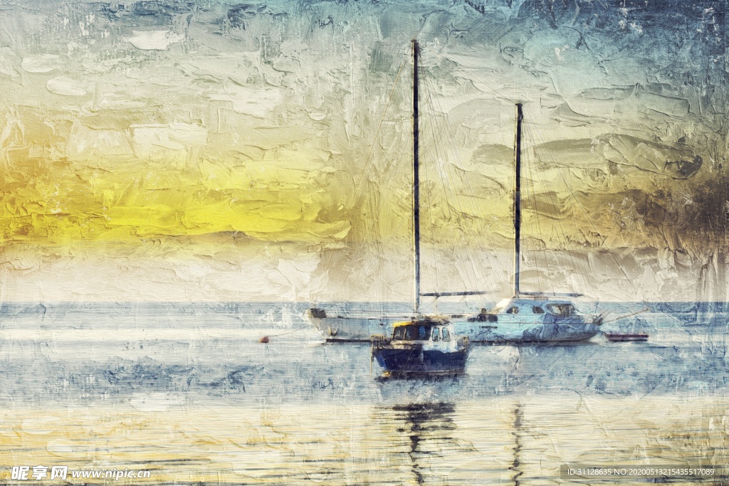 油画 游艇
