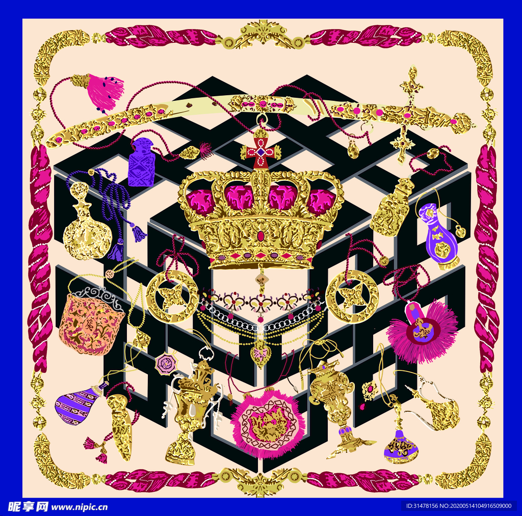 数码印花方巾图案