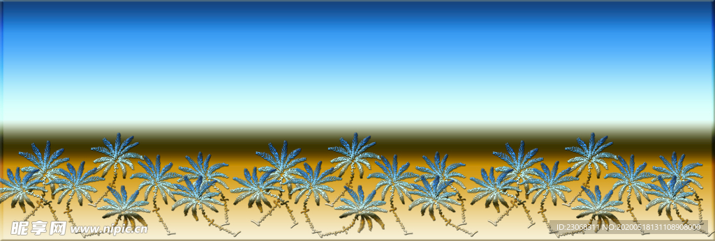 手绘男装椰树定位花