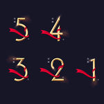 倒计时 金属字 彩带 素材