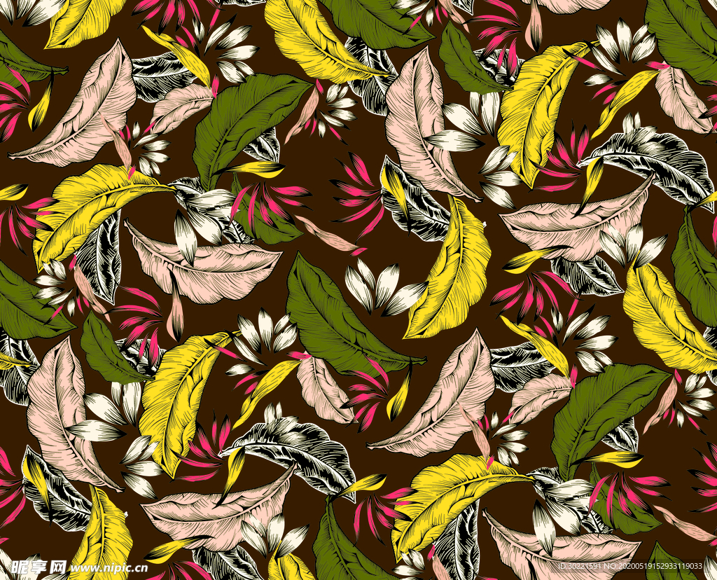 数码 印花 设计 花型 叶子