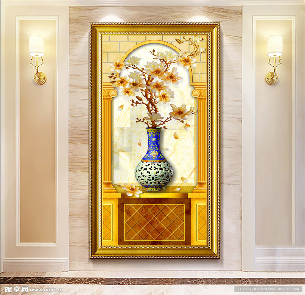 欧式花瓶玄关画