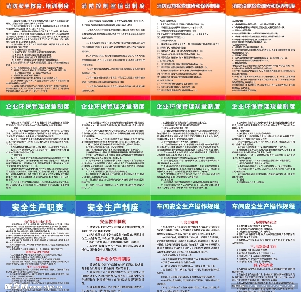 公司企业消防安全环保制度展板
