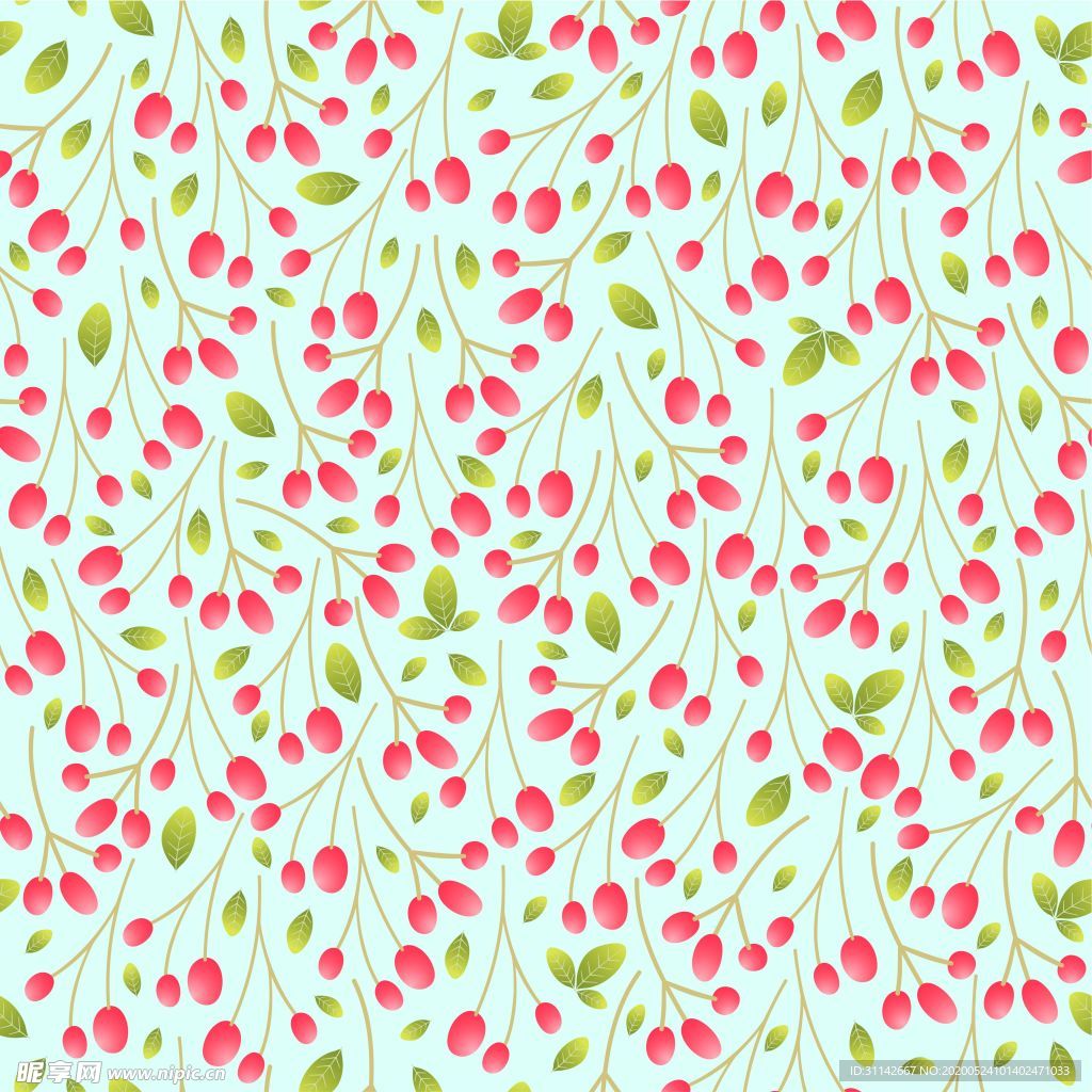 无缝花纹 浆果