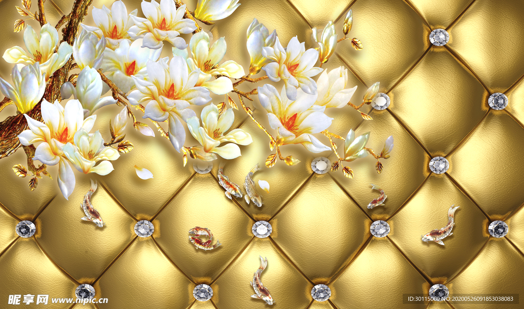 玉兰花软包背景墙