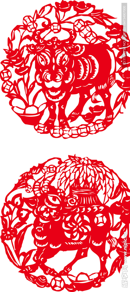 牛年剪纸春节新年传统剪纸素材