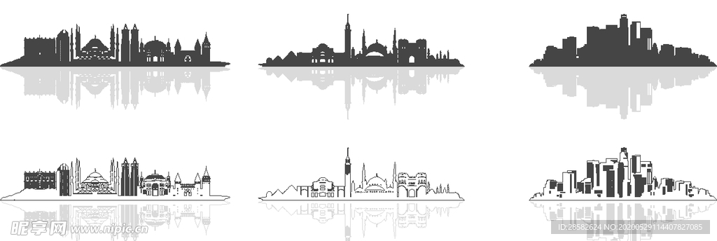 手绘城市 城市建筑 城市油画