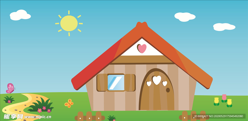 卡通房子背景