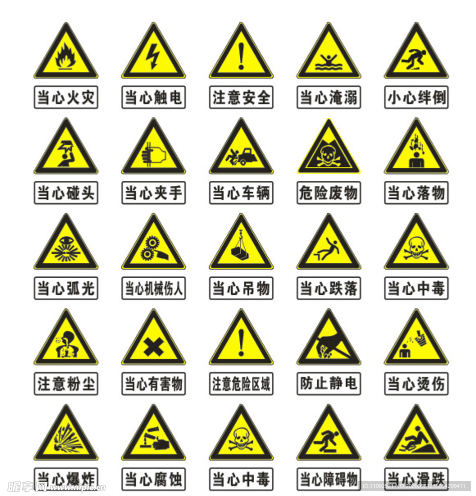 警示标识 当心标识 注意