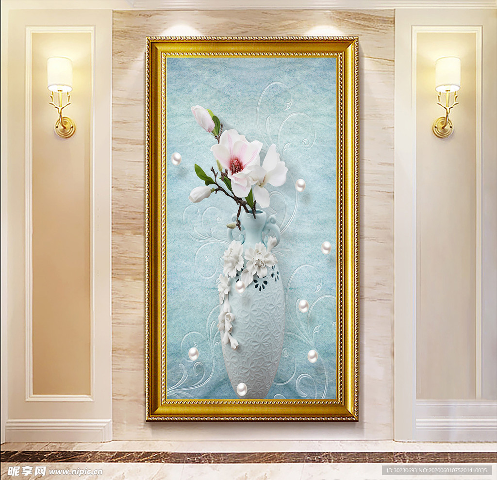 欧式花瓶玄关画