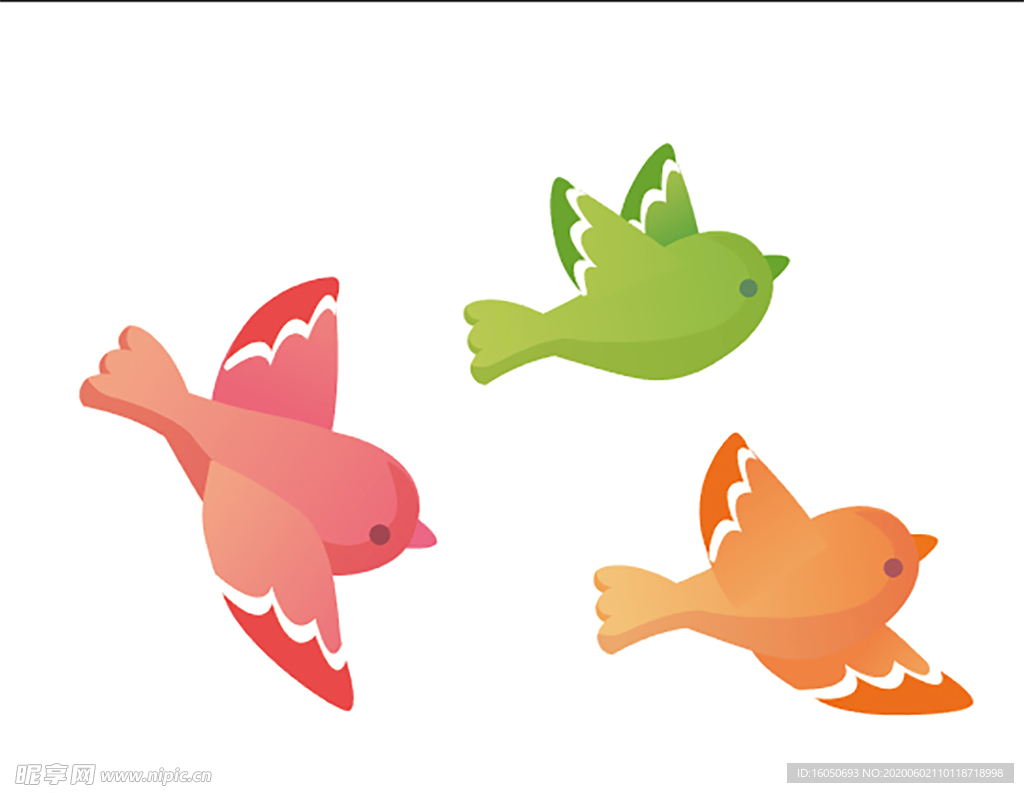 卡通鸟 矢量鸟 彩色鸟