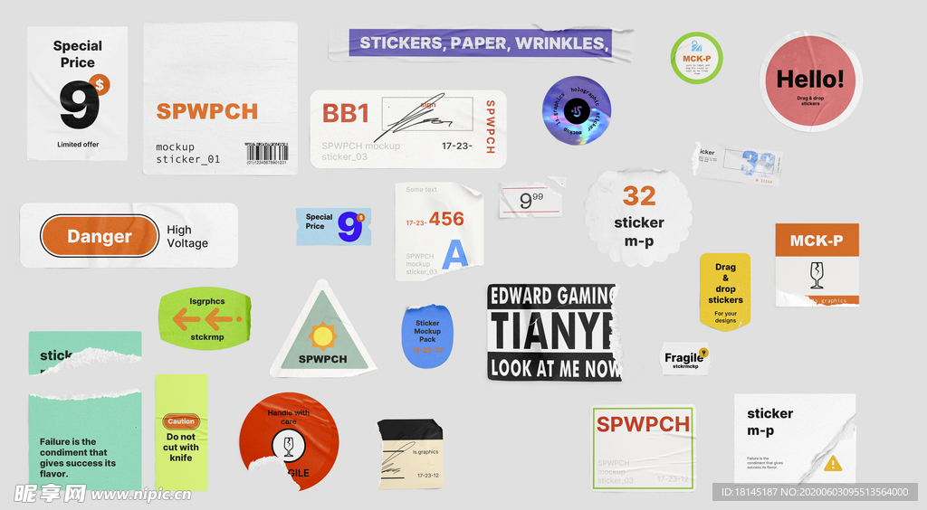 美式复古做旧磨损不干胶贴纸标签
