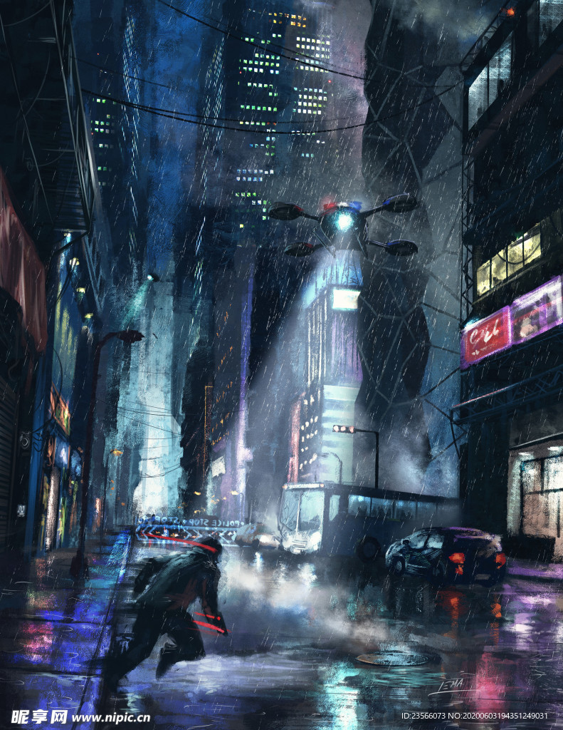 赛博朋克风未来科技插画