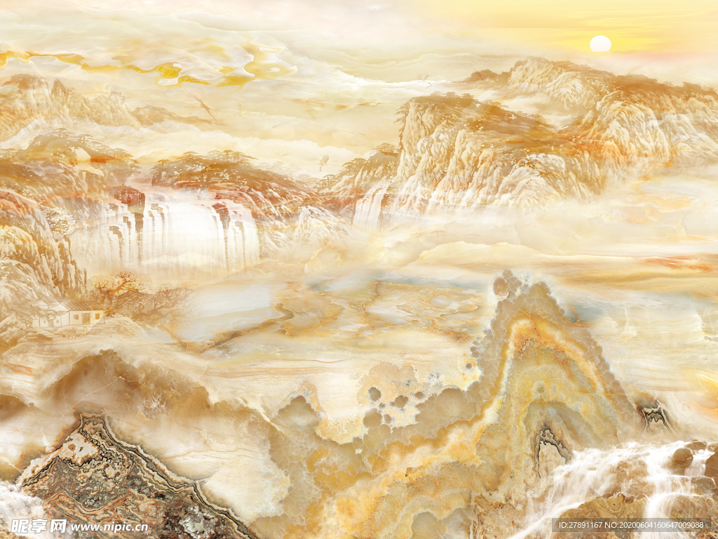 流水生财背景墙