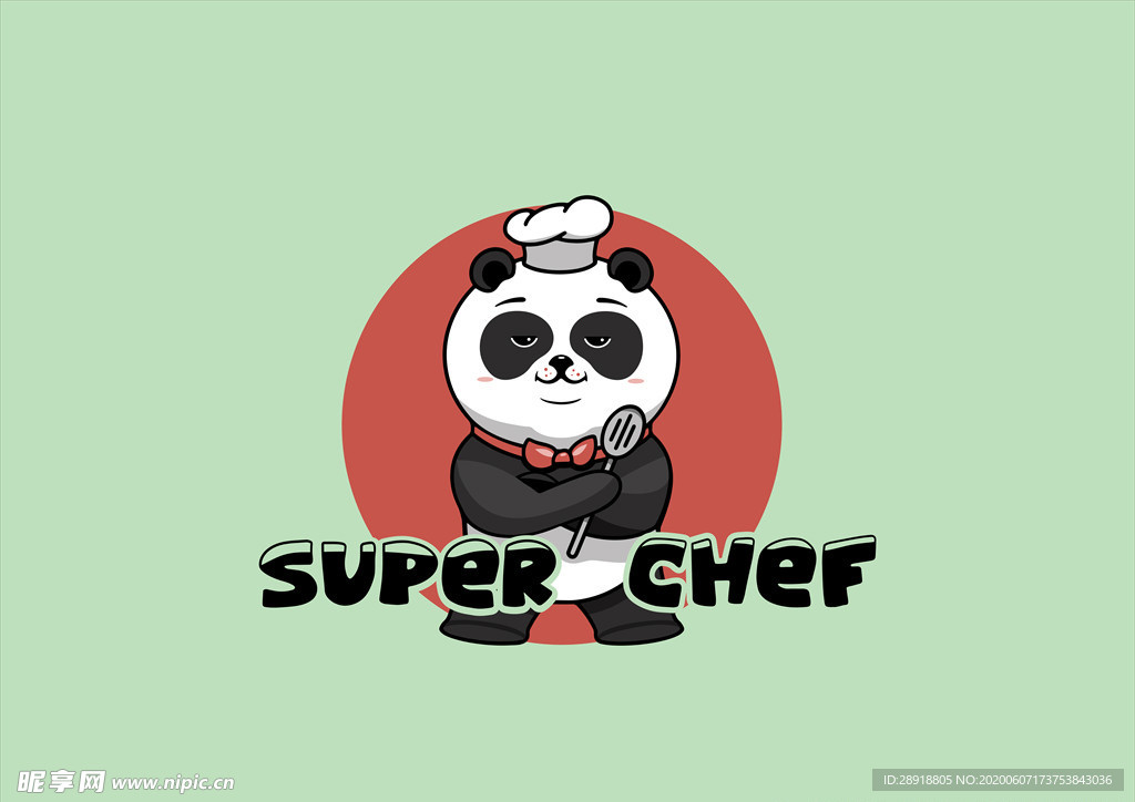 卡通熊猫厨师
