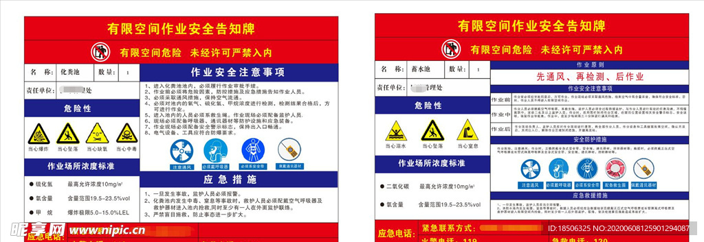 有限空间作业安全牌