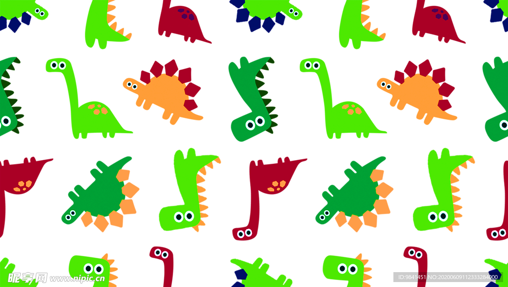 数码印花 无缝 循环满版恐龙