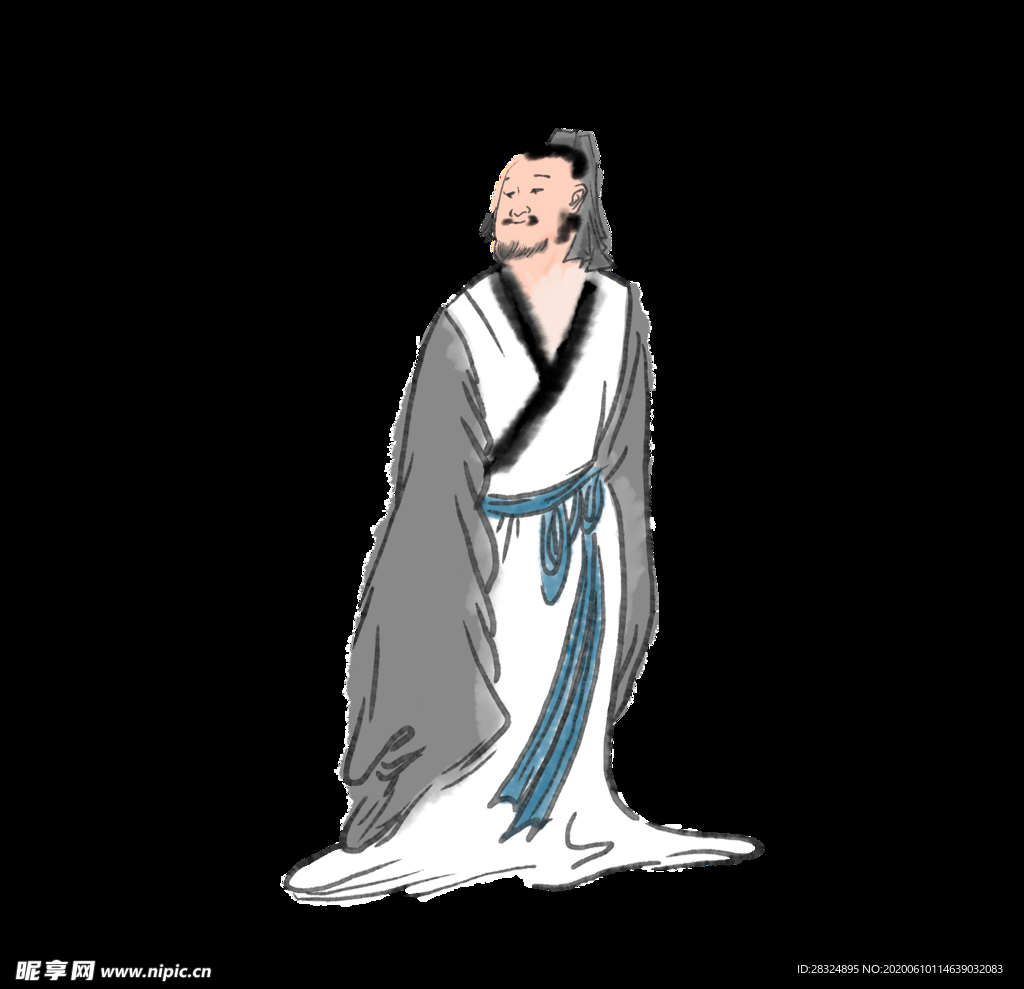 端午节粽子节手绘卡通屈原人物元