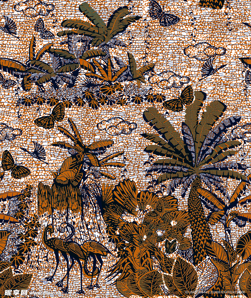 大牌 数码印花 猴子 树叶 叶