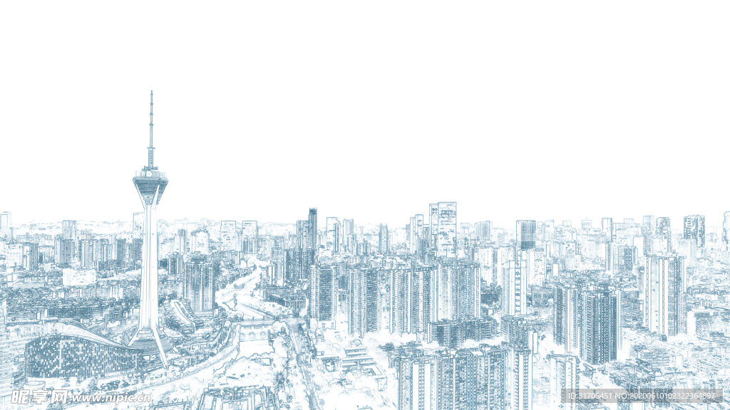 成都城市水墨效果图