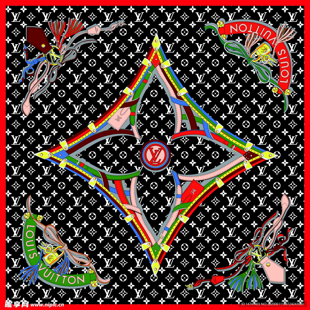 路易威登LV时尚潮流方巾印花图